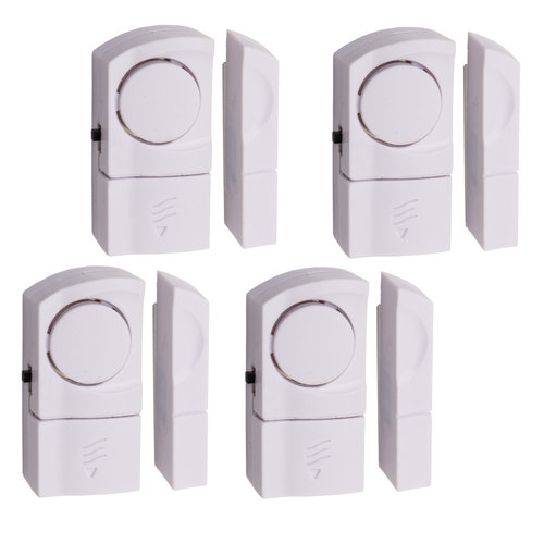 4er Set Tür-/ Fensteralarm mit Magnetsensor Weiß 90 dB