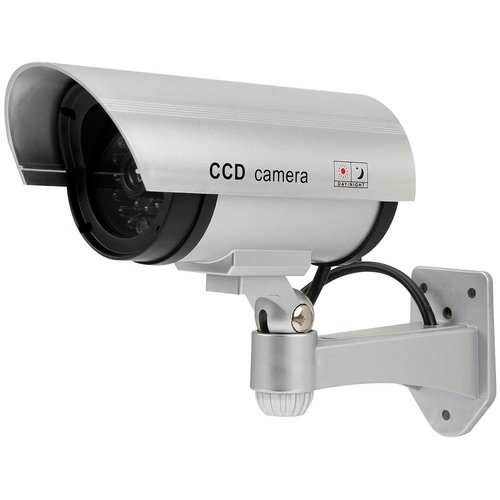 Überwachungskamera-Attrappe mit blinkender LED-Leuchte Schwarz/Silber