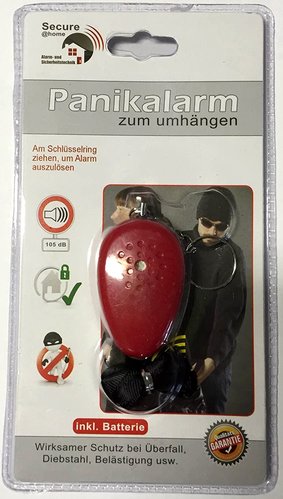 Panikalarm Schlüsselalarm zum Umhängen Rot 90 dB