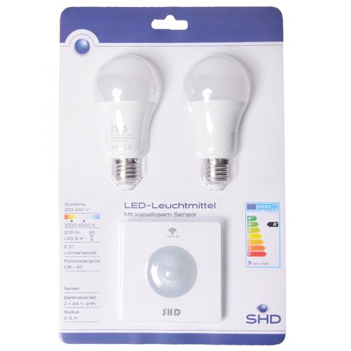 LED Leuchtmittel 2er Pack mit kabellosem Sensor