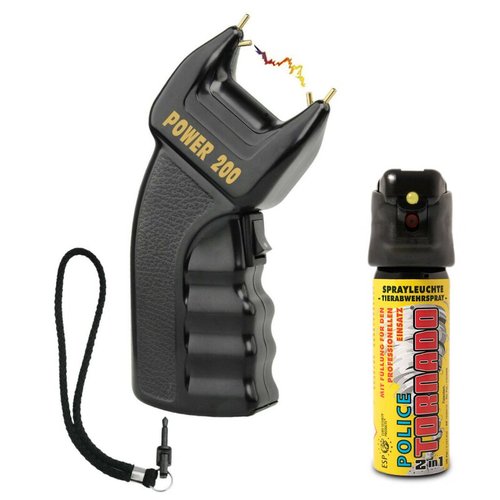ESP Power 200 Elektroschocker mit PTB-Zulassung Set mit 63 ml Jet Pfefferspray