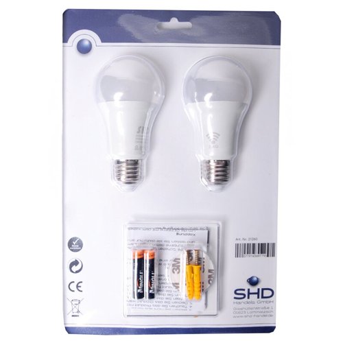 LED Leuchtmittel 2er Pack mit kabellosem Sensor